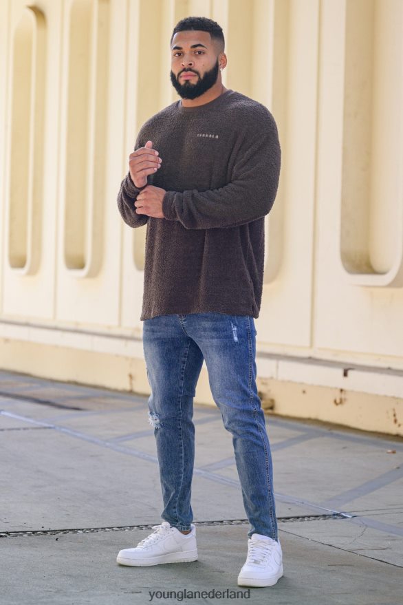 kleding nl YoungLA Heren 607 getailleerde slim-fit jeans marine wassing ZV0RH4748