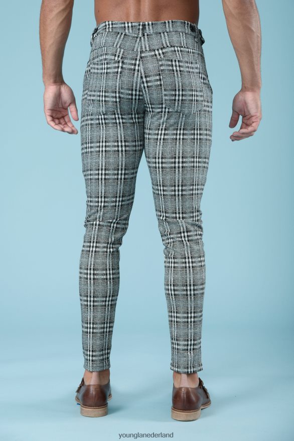 kleding nl YoungLA Heren 614 keurige geklede broek blauwe plaid ZV0RH4743