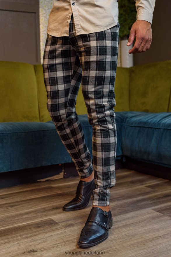kleding nl YoungLA Heren 614 keurige geklede broek grijze plaid ZV0RH4745