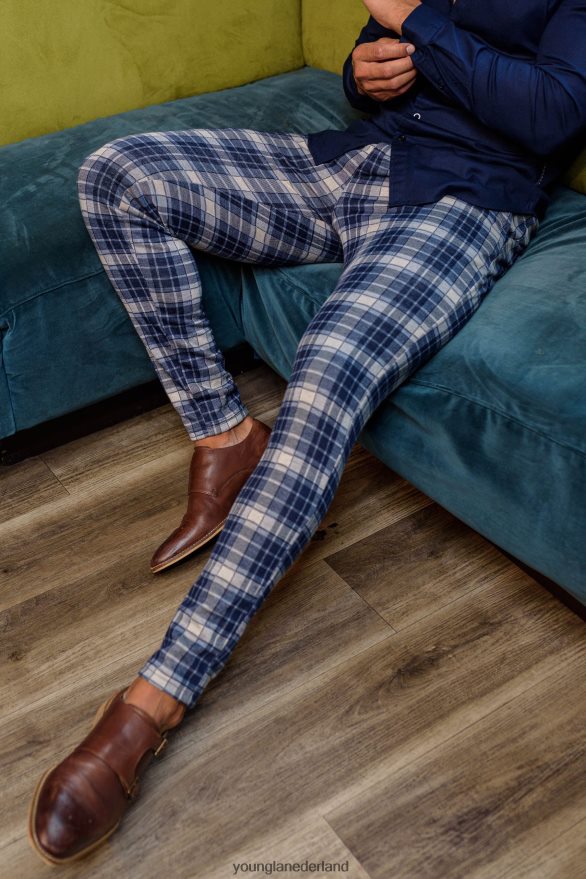 kleding nl YoungLA Heren 614 keurige geklede broek grijze plaid ZV0RH4745