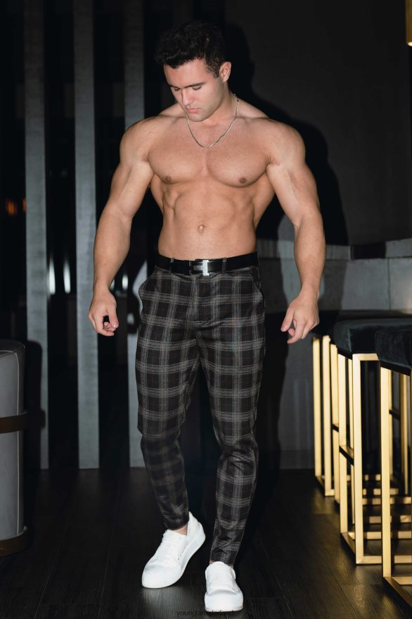 kleding nl YoungLA Heren 615 nieuwe geklede broek zwart bruin ZV0RH4749