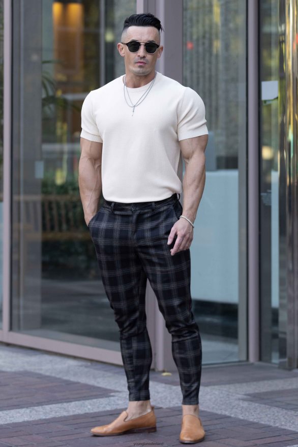 kleding nl YoungLA Heren 615 nieuwe geklede broek zwart bruin ZV0RH4749