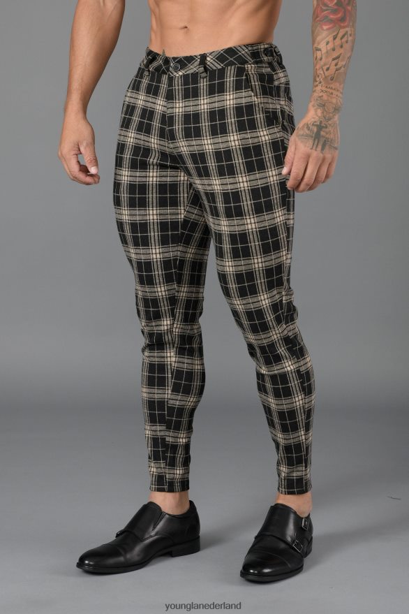 kleding nl YoungLA Heren 615 nieuwe geklede broek zwart/gebroken wit ZV0RH4751