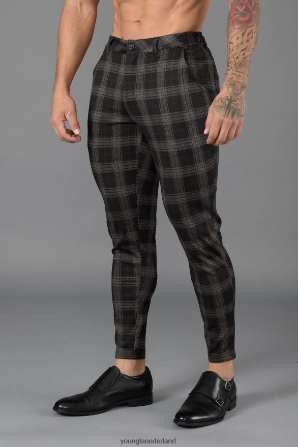 kleding nl YoungLA Heren 615 nieuwe geklede broek zwart/gebroken wit ZV0RH4751