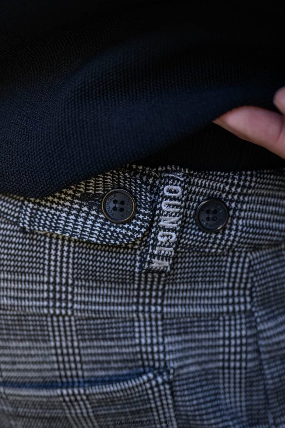 kleding nl YoungLA Heren 615 nieuwe geklede broek zwart/gebroken wit ZV0RH4751