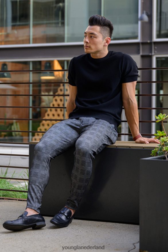 kleding nl YoungLA Heren 615 nieuwe geklede broek zwart grijs ZV0RH4750