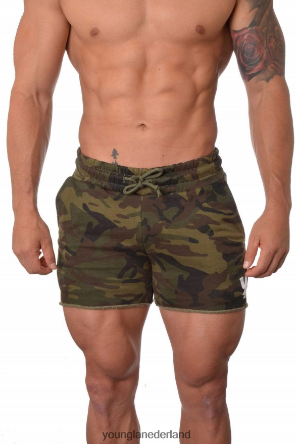 kleding nl YoungLA Heren 102 bodybuilding short van French Terry camouflage groen ZV0RH4647