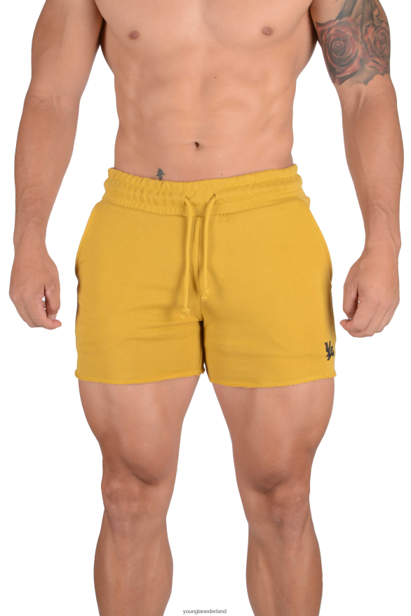 kleding nl YoungLA Heren 102 bodybuilding short van French Terry geel ZV0RH4652