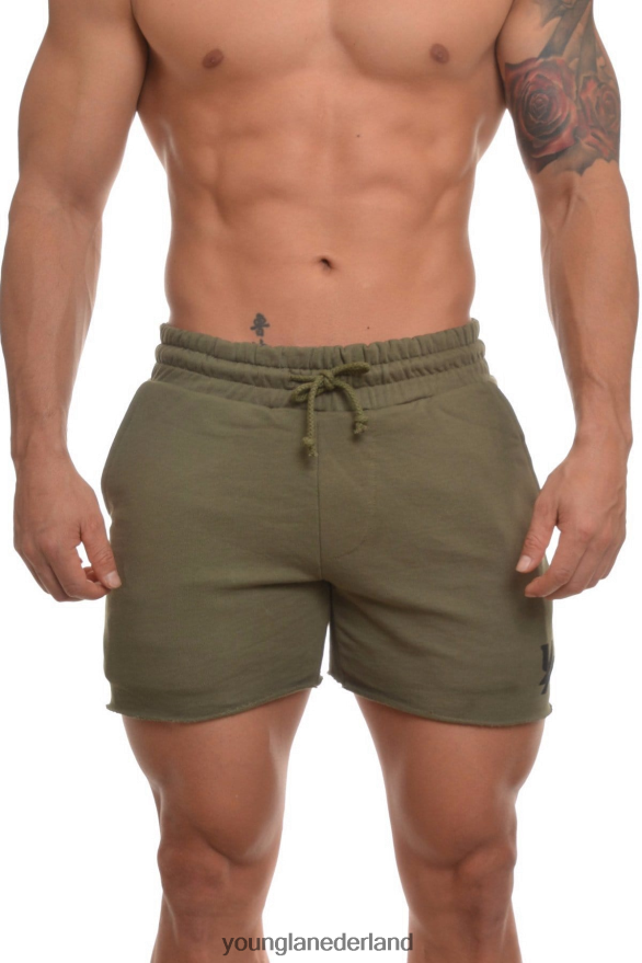 kleding nl YoungLA Heren 102 bodybuilding short van French Terry olijf ZV0RH4644