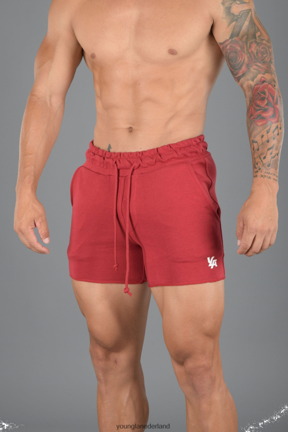 kleding nl YoungLA Heren 102 bodybuilding short van French Terry rood ZV0RH4659