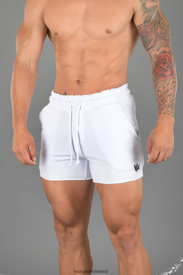 kleding nl YoungLA Heren 102 bodybuilding short van French Terry wit ZV0RH4660