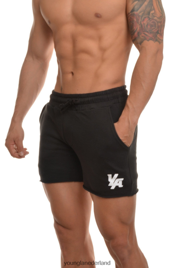 kleding nl YoungLA Heren 102 bodybuilding short van French Terry zwart ZV0RH4643