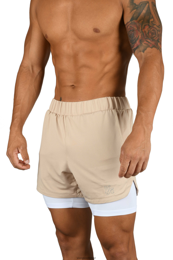 kleding nl YoungLA Heren 105 compressieshorts 2.0 beige/wit ZV0RH4568