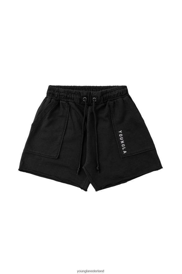 kleding nl YoungLA Heren 106 vintage korte broeken zwarte wassing ZV0RH4621