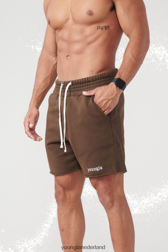 kleding nl YoungLA Heren 110 San Diego badstof korte broek bruine wassing ZV0RH4538