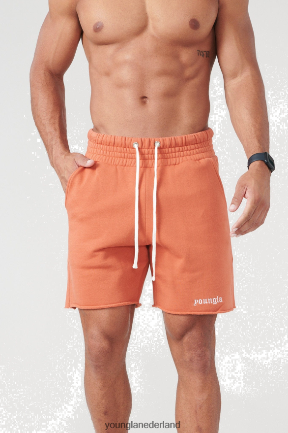 kleding nl YoungLA Heren 110 San Diego badstof korte broek roestige oranje wassing ZV0RH4541