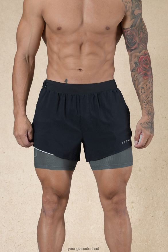 kleding nl YoungLA Heren 124 - 6 uur compressieshorts zwart ZV0RH4576