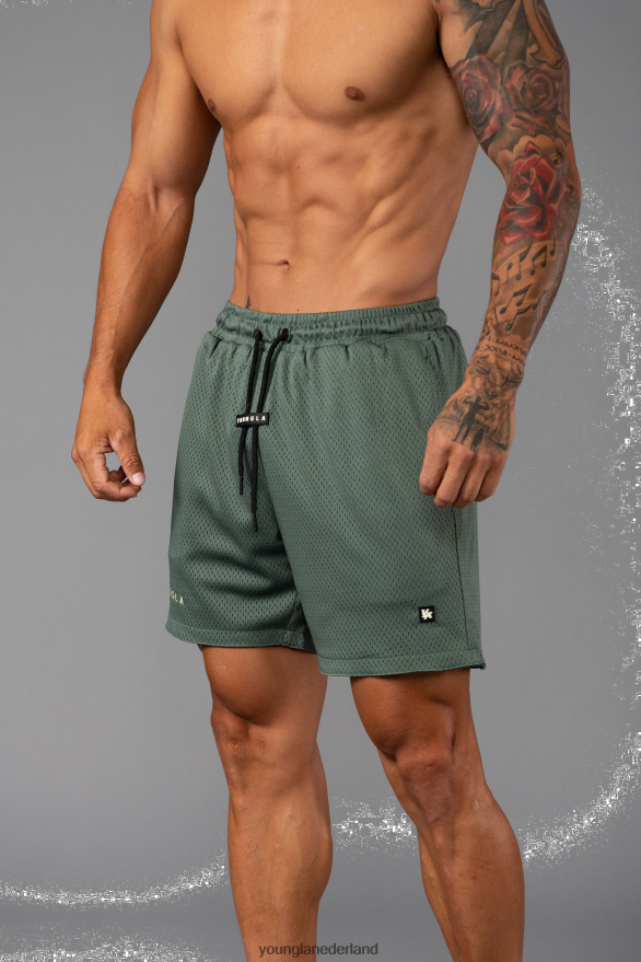 kleding nl YoungLA Heren 130 essentiële basketbalshorts Bos Groen ZV0RH4682