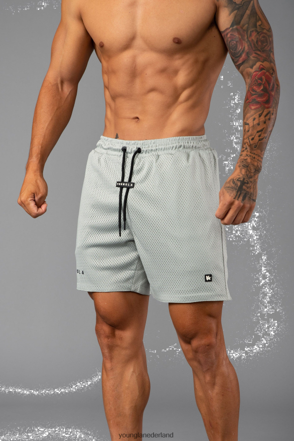 kleding nl YoungLA Heren 130 essentiële basketbalshorts lichtgrijs ZV0RH4683