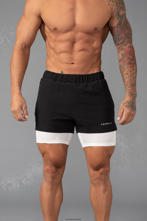 kleding nl YoungLA Heren 144 compressieshorts met pieksnelheid zwart ZV0RH4675