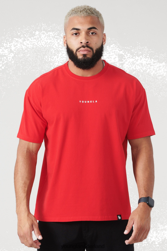 kleding nl YoungLA Heren 401 essentiële jack-T-shirts zomer 23\' haute rode wassing ZV0RH4203
