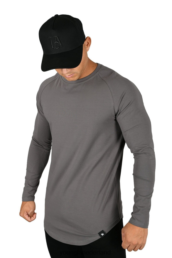 kleding nl YoungLA Heren 410 perfecte raglanoverhemden met lange mouwen houtskool ZV0RH4445