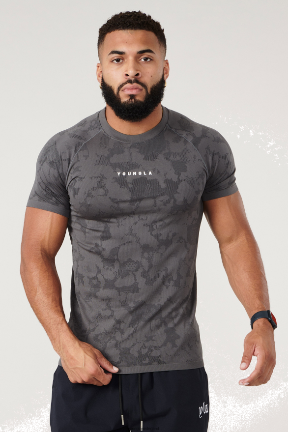 kleding nl YoungLA Heren 437 digitale compressie-T-shirts donker grijs ZV0RH4173