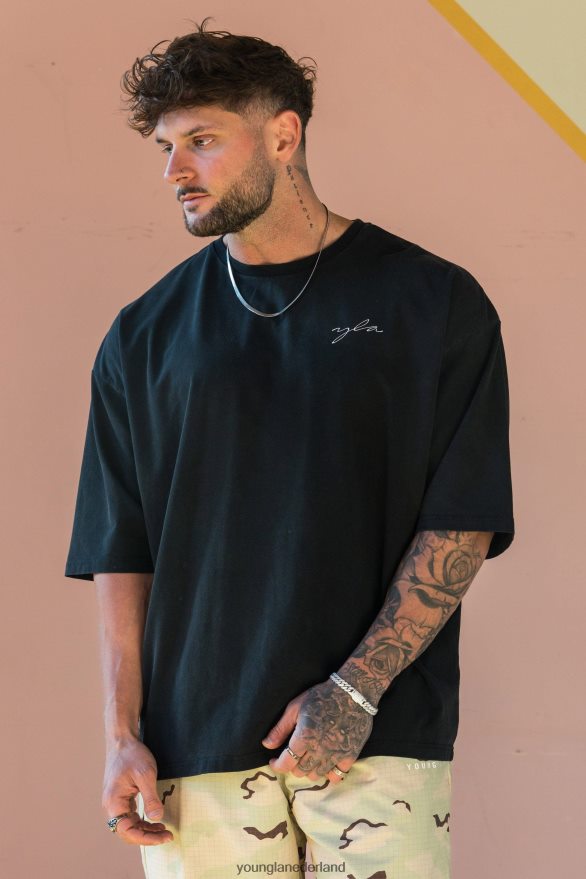 kleding nl YoungLA Heren 464 skyline supergrote T-shirts hemelsblauwe wassing ZV0RH4279