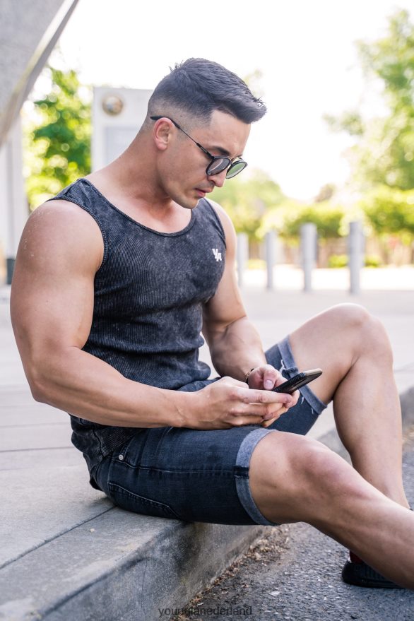 kleding nl YoungLA Heren Geribbelde tank met 314 scheppen aan de onderkant camouflage groen ZV0RH4117