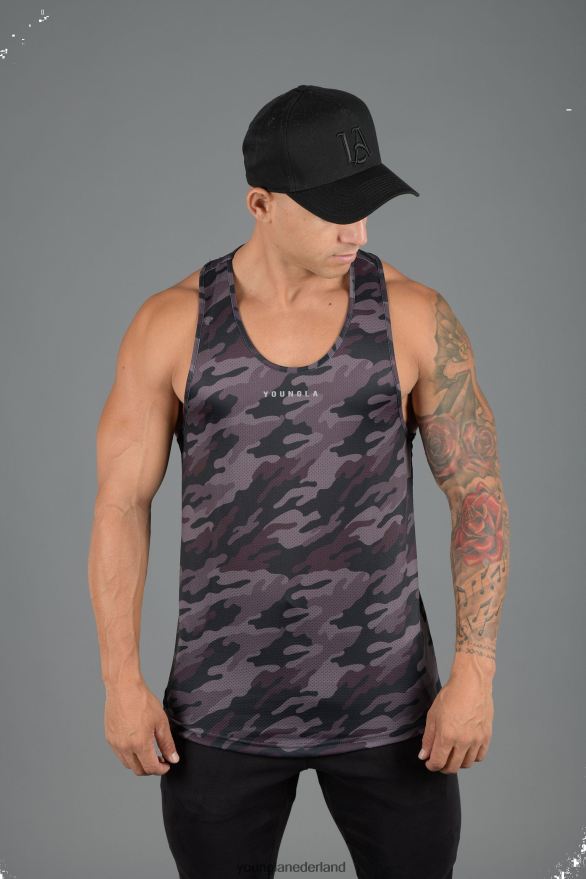 kleding nl YoungLA Heren Tanktops uit de 305 prestatielijn camouflage zwart ZV0RH4105