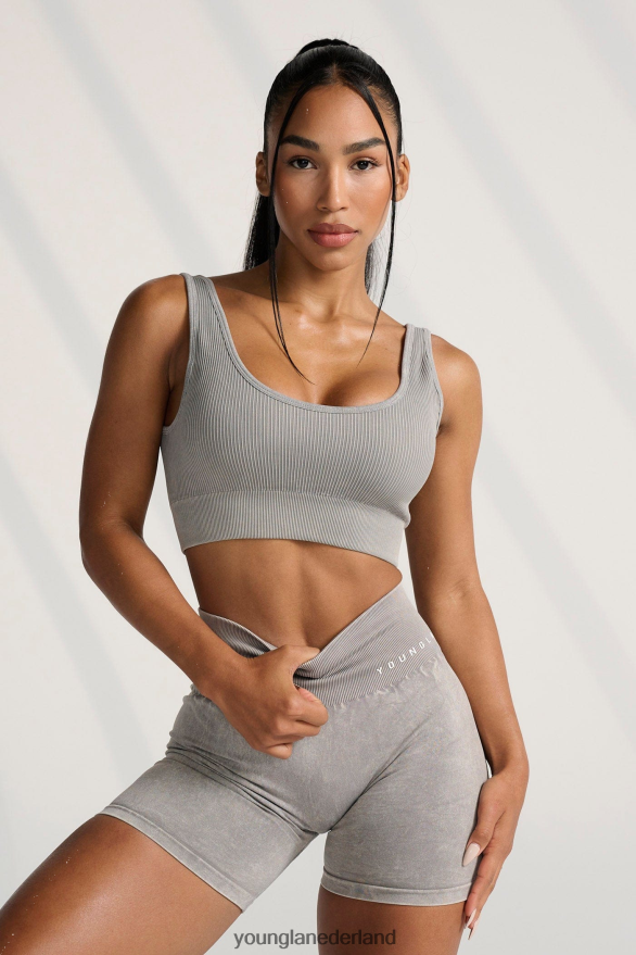 kleding nl YoungLA vrouwen W315 geribbelde sportbeha van carbon grijze wassing ZV0RH41008