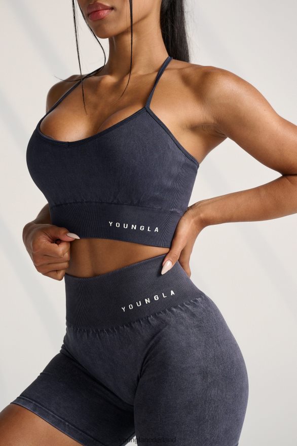 kleding nl YoungLA vrouwen w311 carbon sportbeha met gekruiste rug grijze wassing ZV0RH41005