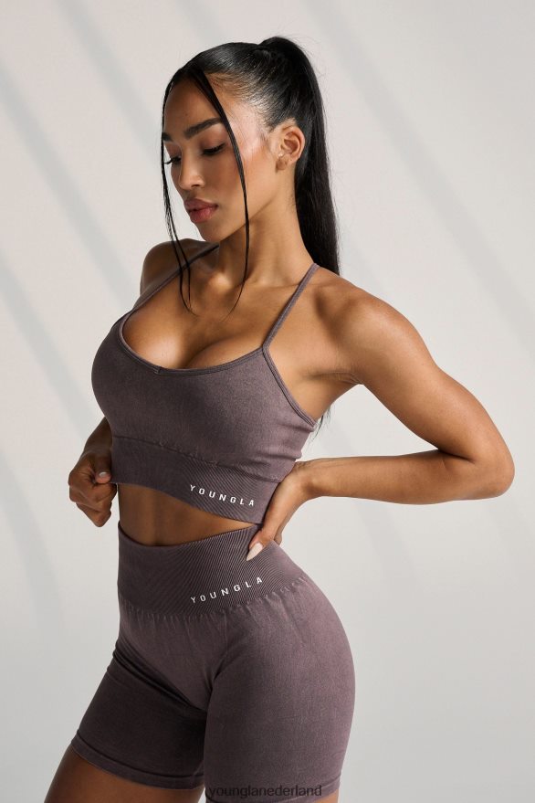 kleding nl YoungLA vrouwen w311 carbon sportbeha met gekruiste rug pruimentruffel ZV0RH41006