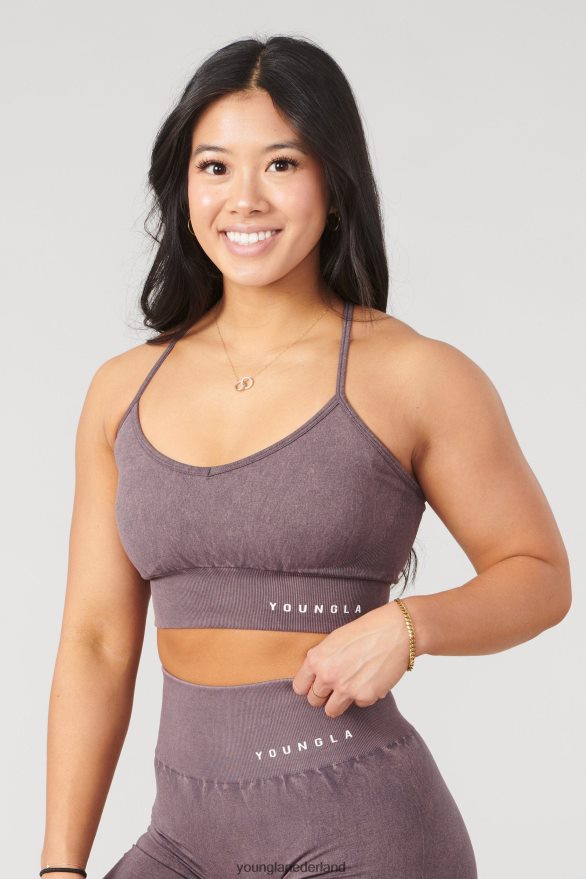 kleding nl YoungLA vrouwen w311 carbon sportbeha met gekruiste rug pruimentruffel ZV0RH41006