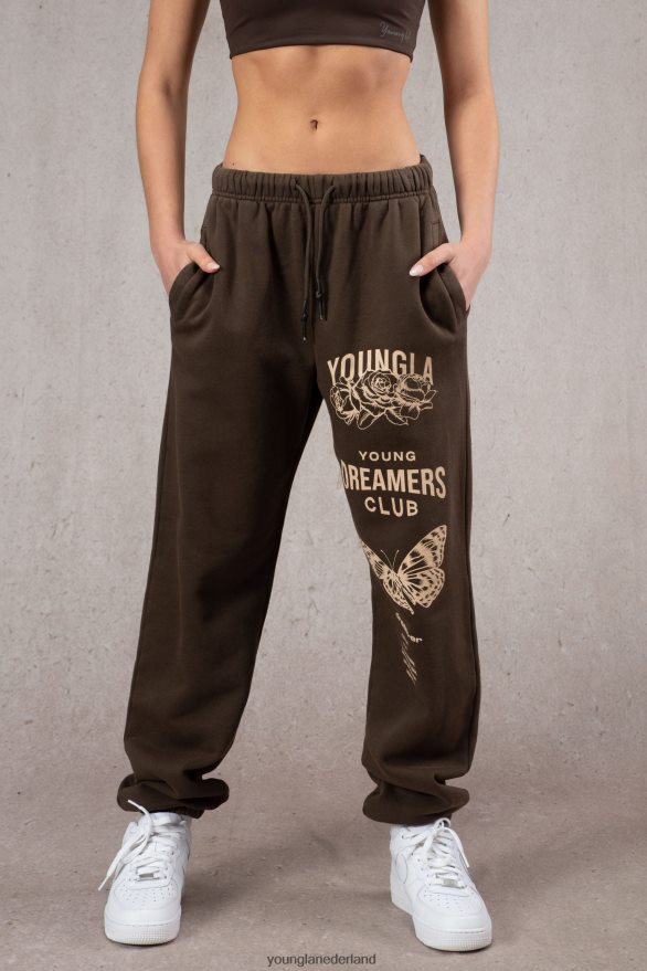 kleding nl YoungLA vrouwen w211 dromers joggers bruine wassing ZV0RH41171