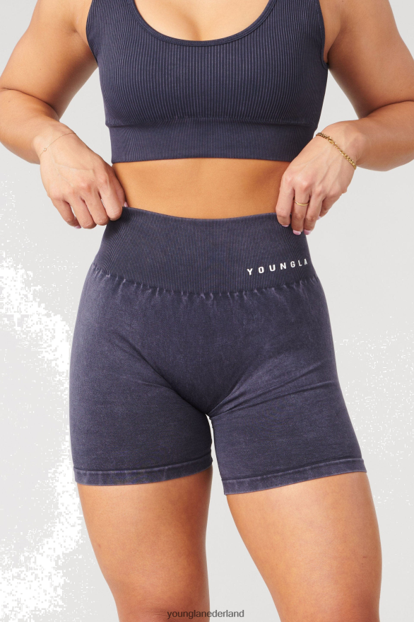 kleding nl YoungLA vrouwen W111 carbon scrunch bikershort zwarte wassing ZV0RH41110