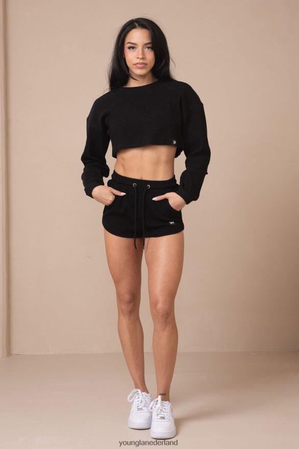 kleding nl YoungLA vrouwen w113 perzikkleurige korte broek zwart ZV0RH41100