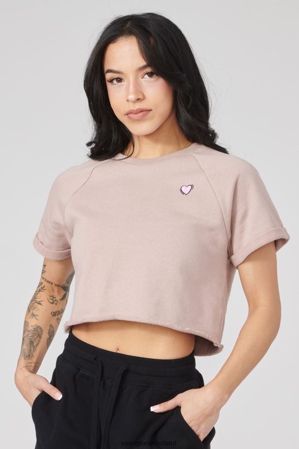 kleding nl YoungLA vrouwen W411 cropped raglan-T-shirt stoffig paars ZV0RH41052
