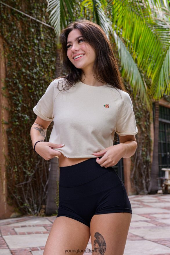 kleding nl YoungLA vrouwen W411 cropped raglan-T-shirt stoffig paars ZV0RH41052