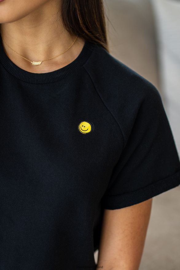 kleding nl YoungLA vrouwen W411 cropped raglan-T-shirt zwart ZV0RH41054