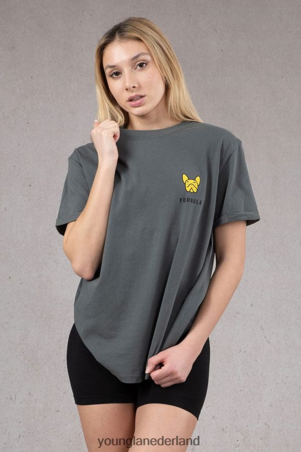 kleding nl YoungLA vrouwen W417 iggy oversized T-shirt lichtgrijze wassing ZV0RH41057