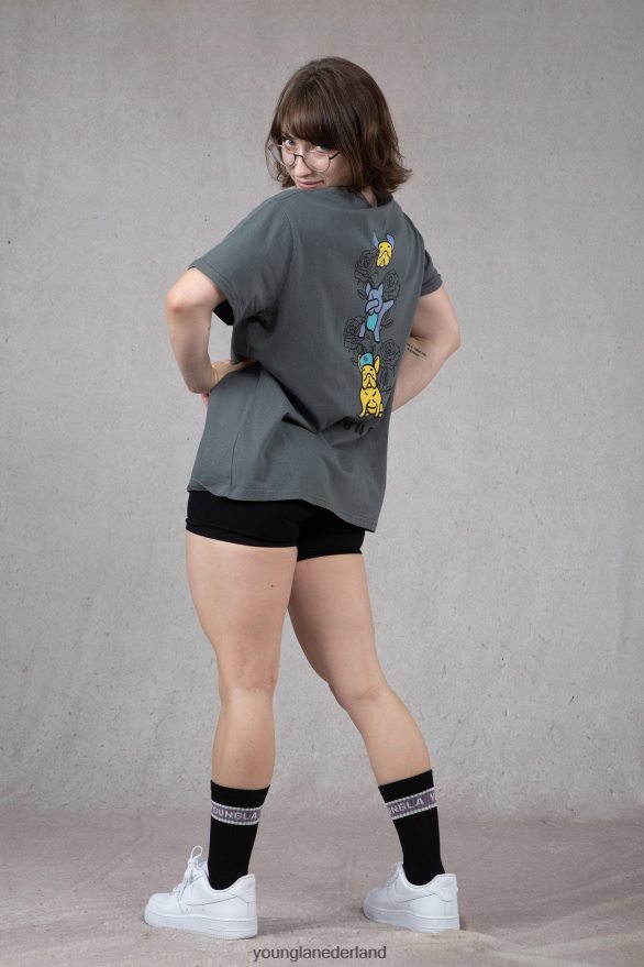 kleding nl YoungLA vrouwen W417 iggy oversized T-shirt zwart ZV0RH41058