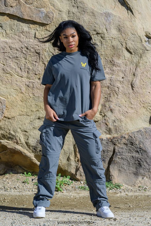 kleding nl YoungLA vrouwen W417 iggy oversized T-shirt zwart ZV0RH41058