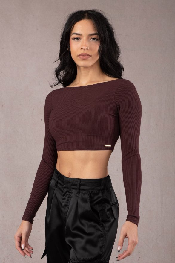 kleding nl YoungLA vrouwen W419 Grace cropped top merlot ZV0RH41045