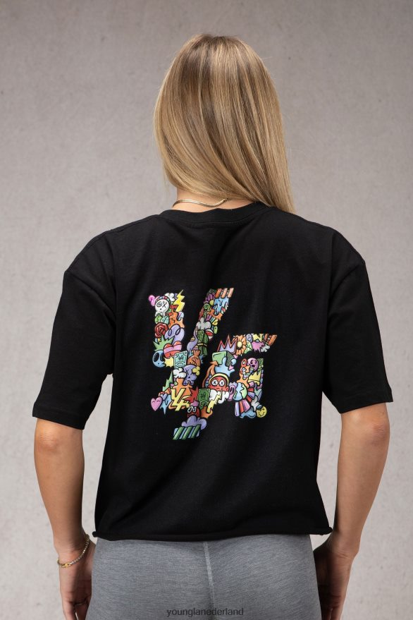 kleding nl YoungLA vrouwen W421 trippy oversized T-shirt zwart ZV0RH41080