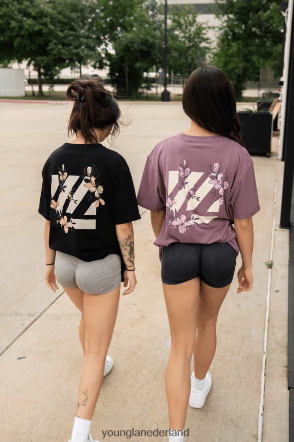 kleding nl YoungLA vrouwen W424 blok oversized T-shirt kokosmelk ZV0RH41082