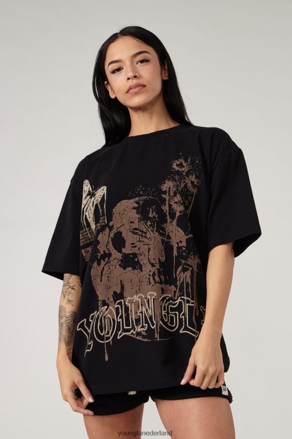 kleding nl YoungLA vrouwen W427 fantoom oversized T-shirts botten wassen ZV0RH41028