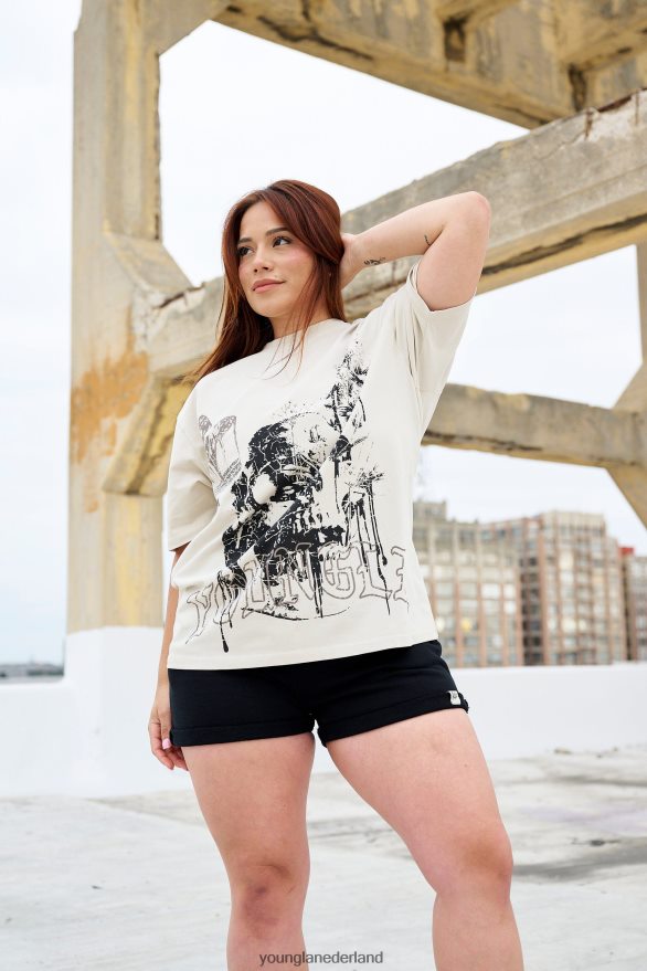 kleding nl YoungLA vrouwen W427 fantoom oversized T-shirts botten wassen ZV0RH41028