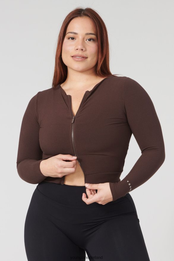 kleding nl YoungLA vrouwen w418 lange mouw met dubbele ritssluiting zwart ZV0RH41039