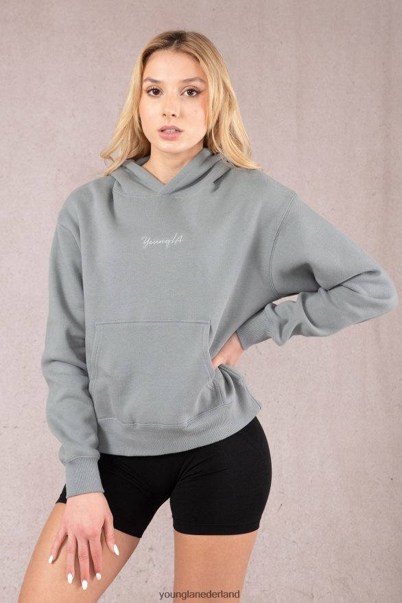 kleding nl YoungLA vrouwen W502 nietjes hoodie leisteen ZV0RH41189